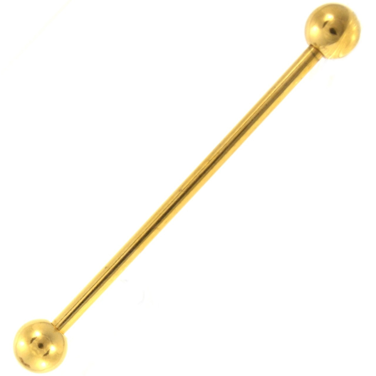 Gold Plated Classic Industrial Barbell 14g 35mm