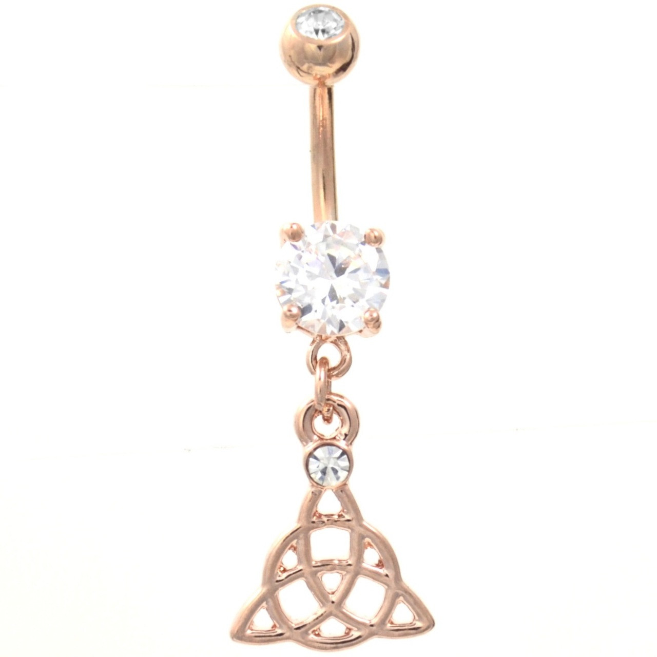 Rose Gold Plated Celtic Knot Belly Ring Navel Pierced Body Jewelry Dangle w357