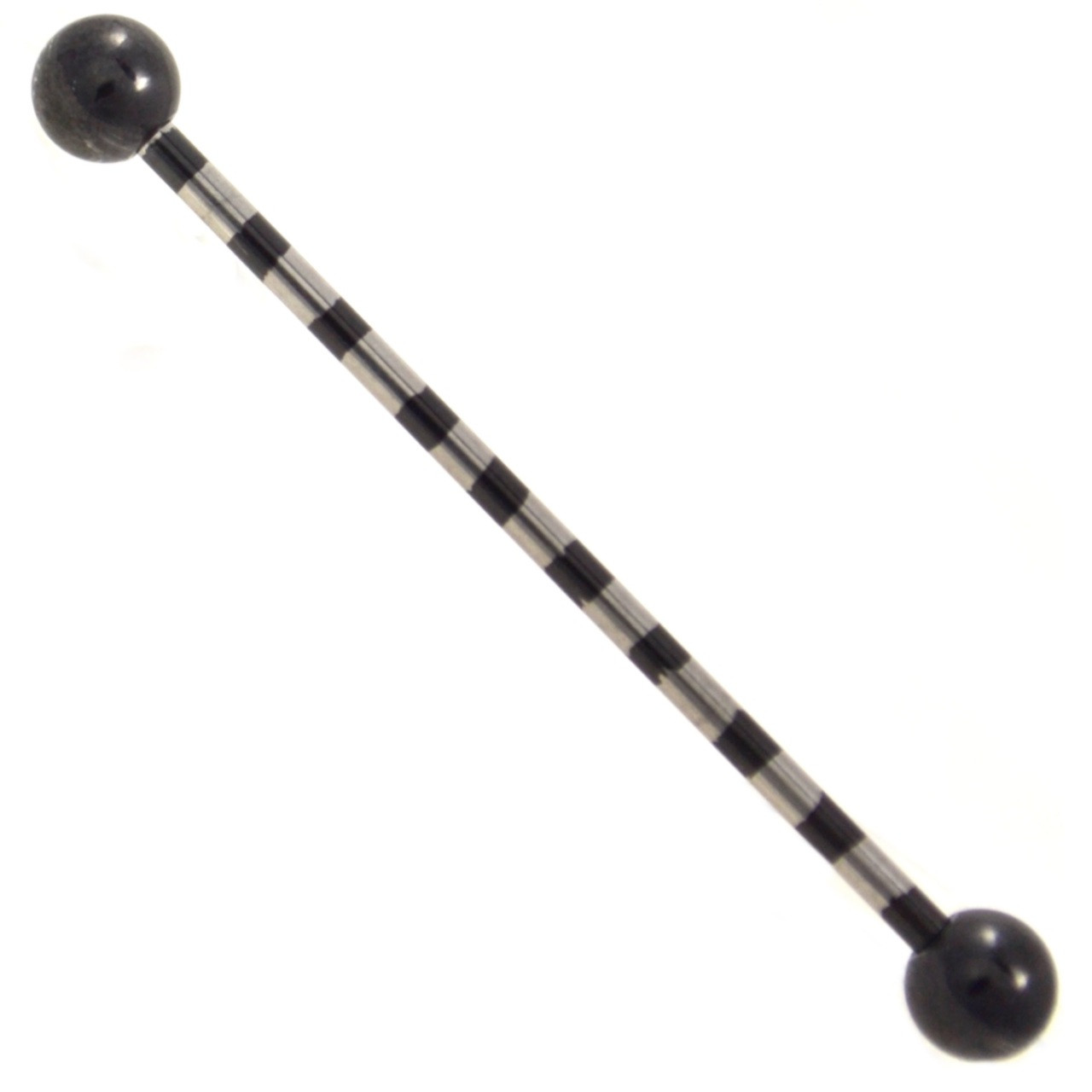 Black & Silver Striped Industrial Barbell 14g 38mm