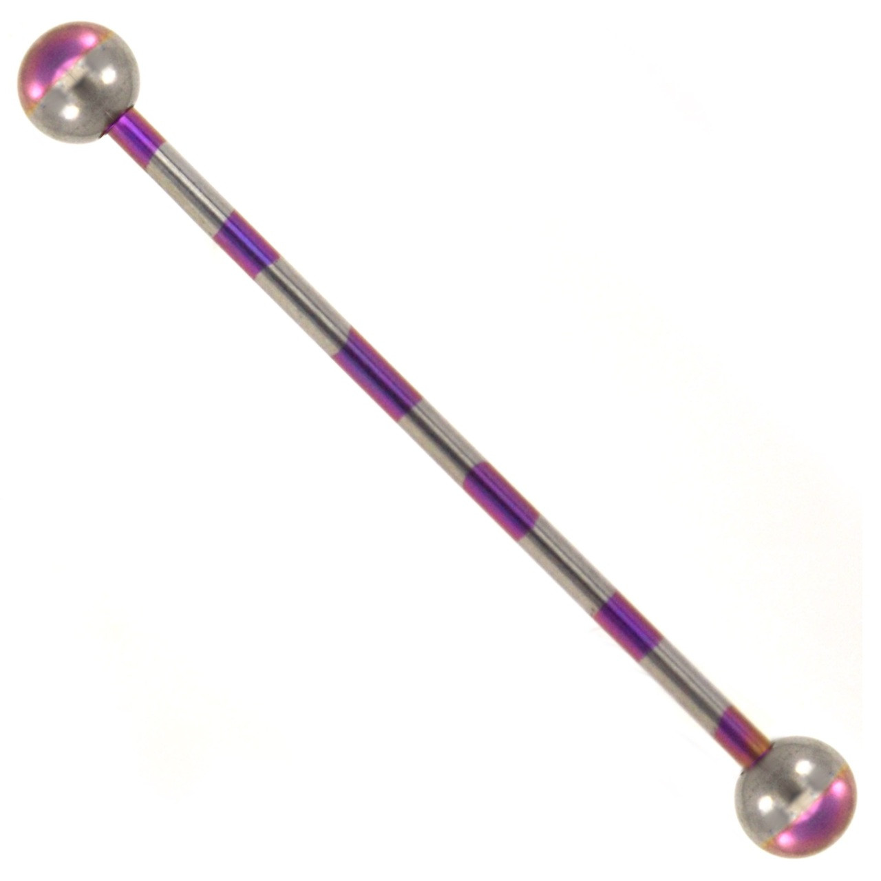 Purple & Silver Striped Industrial Barbell 14g 38mm