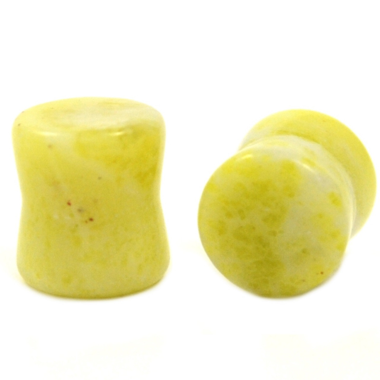 Pair 8g-1/2" Lemon Jade Plugs Saddle Tunnels Organic Stone Ear Natural Gauges 