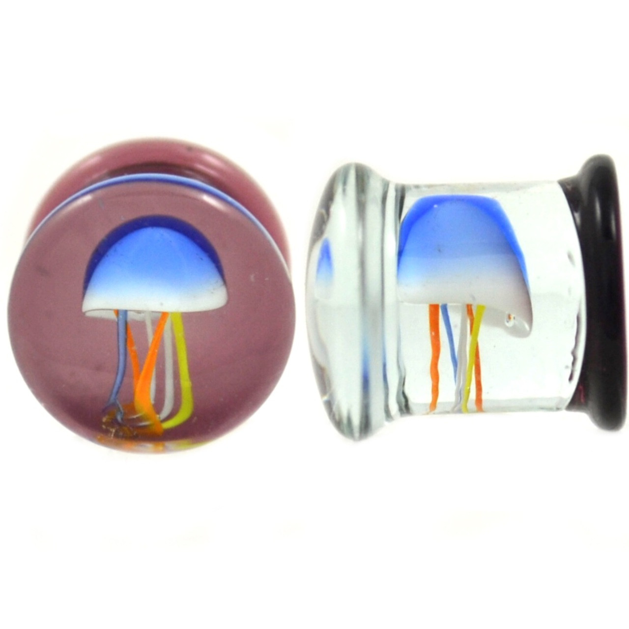 Multi-Color Jellyfish Pyrex Glass Plugs (0g-5/8 ...