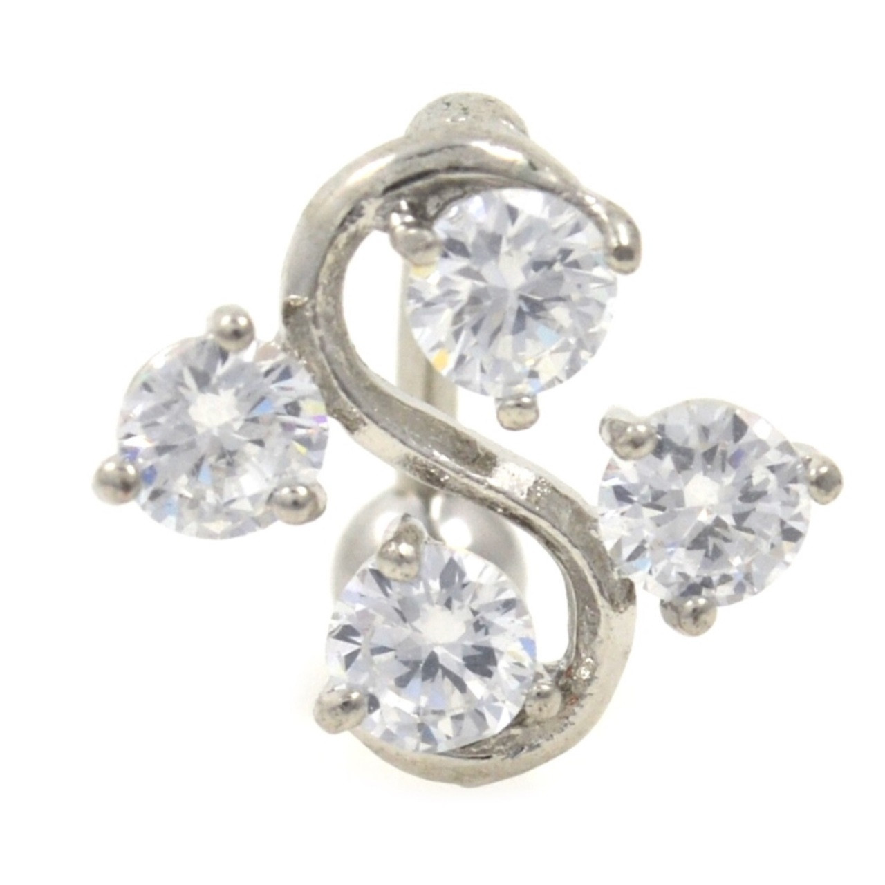 4 Gem Vine Reverse Belly Button Ring