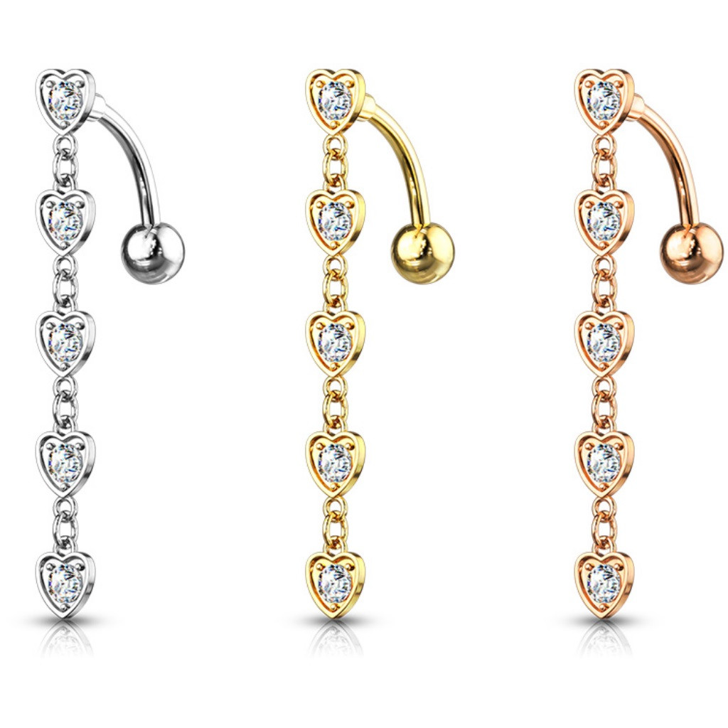 Top Down Navel Ring with Moon and Marquis Dangle Clear Top Down Navel Ring with Moon and Marquis Dangle Clear