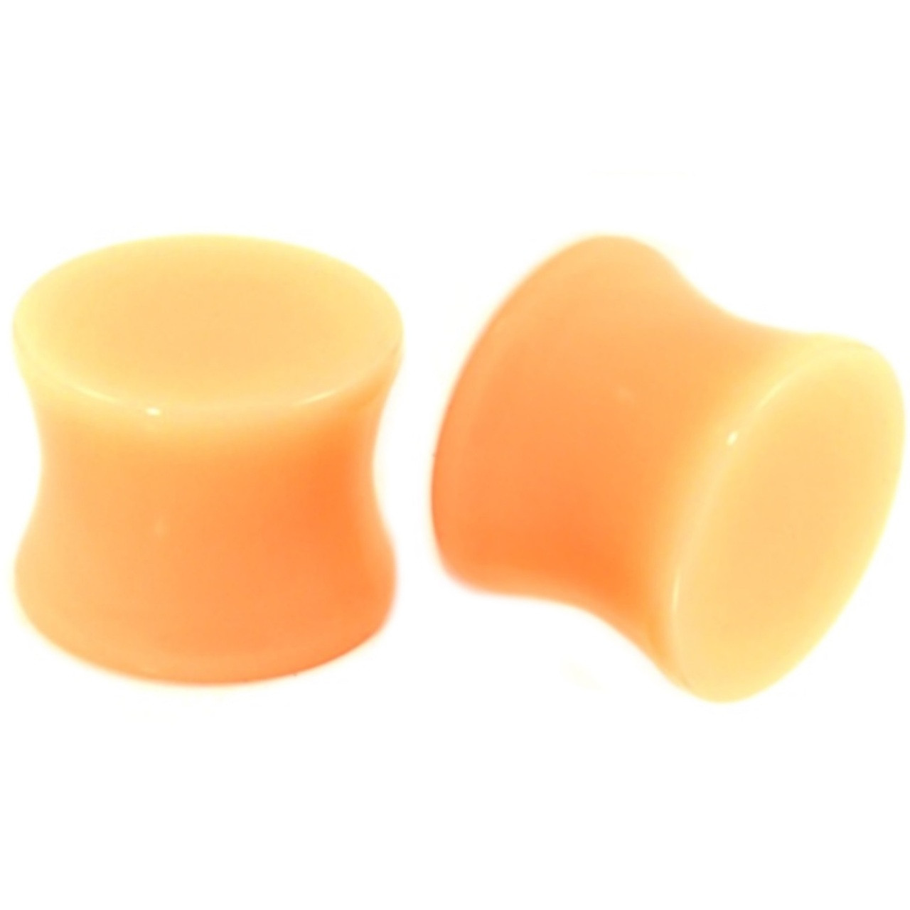 Pair Of Flesh Tone UV Acrylic Saddle Ear Plugs – Double Flared 8G (1/2") For Ear Lobes