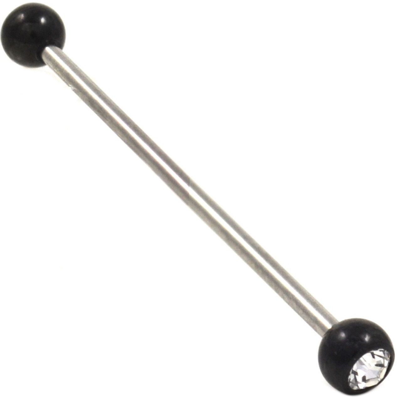 Steel Industrial Bar w/Black Gem Balls 14g 38mm