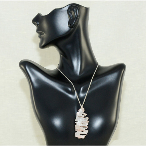 Birch necklace. Sterling silver with copper highlights. 26" adjustable silver chain. Two pendants: 1.5" & 2" long