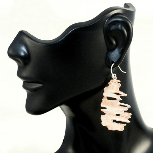 Birch Earrings. Sterling silver with copper highlights. 1.5" long