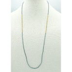 Gray Seed Beads With Gold Vermeil Beads Necklace