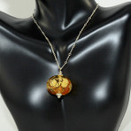 Amber with Gold Leaf Pendant Necklace