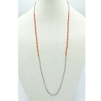Carnelian beads with Clear Pink seed beads necklace
