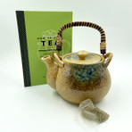 Blue Sand Crackle Teapot