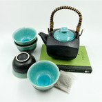Square Turquoise Teapot set/4 cups