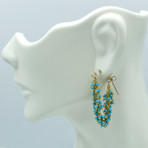 Turquoise Fringe Hoops Earrings