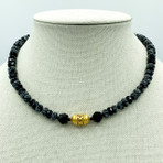 Turkish vermeil bead, Obsidian Necklace