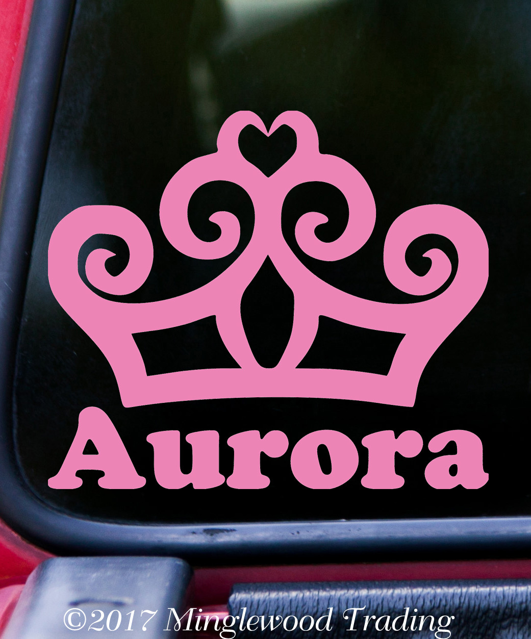 TIARA PRINCESS CROWN with Custom Name Vinyl Decal Sticker 5" x 5