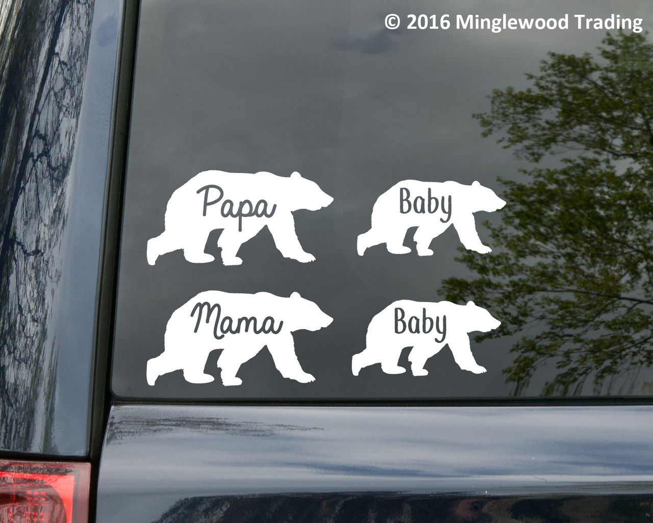 BEAR FAMILY Vinyl Decal Stickers - MAMA PAPA (2) BABY - Grizzly Kodiak ...