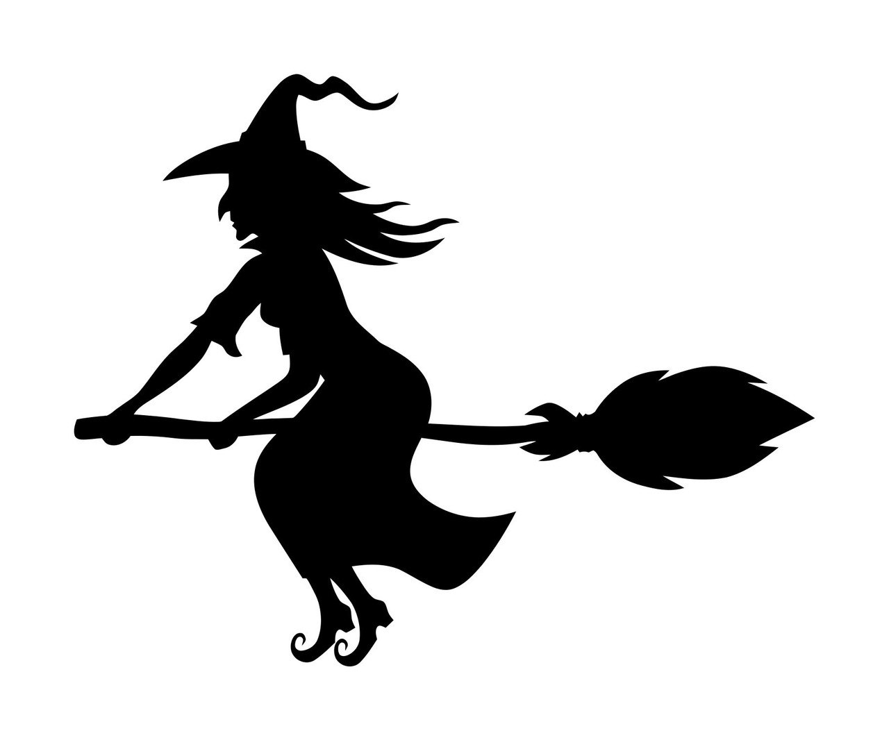 Witch on Broomstick Vinyl Decal Sticker -V4- Flying Halloween ...