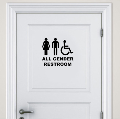 All Gender Restroom Door Sign Vinyl Decal Sticker Bathroom