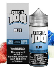 Keep it 100 - Blue - Sweet strawberry and blue raspberry blended together into a slushee. Also on Ice 70/30 VG/PG 100ml 