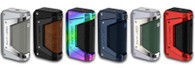 Geekvape L200 Box Mod or L200 Kit, also known as the Geekvape Aegis Legend 2. The L200 features lighter/smaller construction than its predecessors, a physical lock button, a 1.08-inch full-color display screen, a premium leather grip, a charging port with flip cover, an improved IP68 water resistance rating, improved shock resistance, 200 watts of power, wide-ranging temperature control, an effortless USB port & cover, and dual 18650 batteries support.