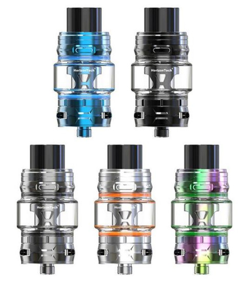 Horizon Aquila Sub-Ohm Tank, featuring a 5mL bubble glass capacity, Aquila Coil Series Support, and utilizes a dual bottom airflow control ring.