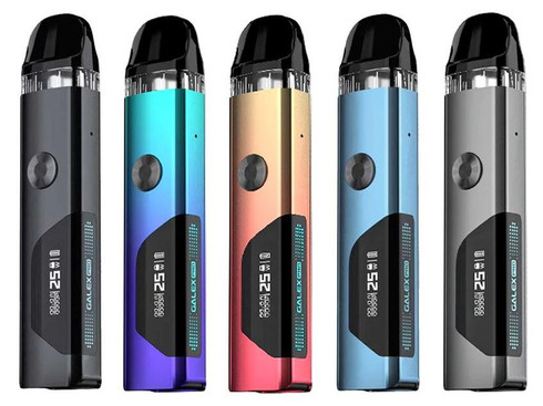 Shop the Freemax Galex Pro 25W Pod Kit, featuring an integrated 800mAh battery, 5-25W output range, and can hold up to 2mL of eJuice or nicotine salts. Constructed from durable zinc-alloy, the chassis of the Galex Pro offers a strong and reliable design, while maintaining a slim and portable configuration. Adopting a variable wattage firing mode, users of the Freemax Galex Pro Pod Kit can change the firing wattage to meet their vaping preferences, but is also equipped with an intelligent chipset that can set a predetermined wattage based on the resistance of the detected coil. In addition, the pods are refillable, holding up to 2mL within and can utilize coils from the GX-P Mesh Coil Series.

Freemax Galex Pro 25W Pod Kit Features:
• Dimensions: 110.46mm by 23.5mm by 16.95mm
• Battery Capacity: Integrated 800mAh
• Wattage Range: 5-25W
• Voltage Range: 3.3-4.0V
• Resistance Range: 0.8/1.0ohm
• Chassis Material: Zinc-Alloy
• Charging: Type-C Port
• Operation: Dual Firing - Button & Draw-Activated
• Pod Series: Freemax Galex Pod Series
• Fill System: Top Fill System
• Pod Material: PCTG
• Pod Capacity: 2mL
• Pod Connection: 2mL
• Coil Installation: Press-Fit
• Coil Support: Galex GX-P Coils
• More Info: 0.69" Screen

Includes:
• 1 Galex Pro Battery
• 1 Galex Pod
• 1 0.8 GX-P Mesh Coils
• 1 1.0ohm GX-P Mesh Coils
• 1 USB-C Cable
• 1 User Manual
• 1 Dessicant