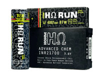 Hohm RUN XL 21700 batteries by Hohm Tech are considered to be the reliable and high 4007mAh capacity source of power designed to charge your vape devices. Before buying these batteries, please check the compatibility with your device and charger.