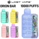 The Lost Vape Orion Bar 10000 is a rechargeable disposable device that comes with a smart display and mesh coil. It has a 20-ml e-liquid capacity and a nicotine strength of 5%. The battery capacity is 650mAh, and it can provide up to 10,000 puffs. The device has adjustable airflow and a 1.0ohm-mesh coil atomizer. It also has a smart display and a Type-C charging port.

Feature
Lost Vape Orion Bar 10000
E-Liquid Capacity: 20ml
Battery: 650mAh
Nicotine: 5%
Puffs: 10000
Adjustable Airflow
Atomizer: 1.0 ohm Mesh Coil
Smart Display
Type-C Charging
