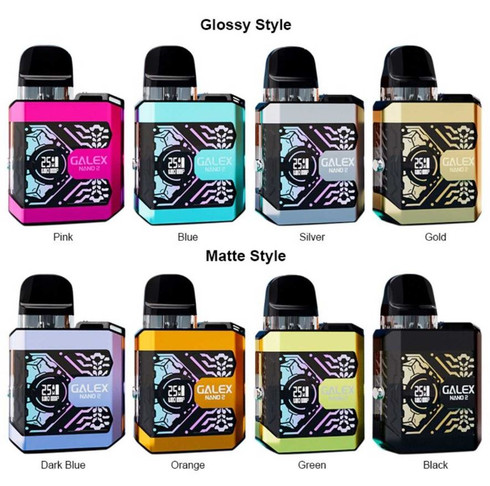 Shop the Freemax Galex Nano 2 25W Pod System, offering a 900mAh battery, 5-25W range, and 2mL and 3mL pod with integrated or replaceable coils, respectively. Constructed from lightweight zinc-alloy, the Galex Nano 2 is the perfect pod system, fitting neatly in the hand, pocket, purse, or bookbag. Adopting a backlit 0.42" digital display screen, the Galex Nano 2 can relay the current wattage, inserted pod resistance, and puff count with relative easy, no matter if in the light or dark. In addition, the Freemax Galex Nano 2 comes with a 2mL 0.6ohm integrated coil pod that is side filled to carry your favorite eJuice or nicotine salt and a 3mL Galex V2 Pod that can utilize coils from the GX-P Coil Series. Furthermore, the Galex Nano 2 Pod System can change wattage with a single button, but also features intelligent detection, setting a suggested wattage that brings out the complex flavors of your favorite e-liquid.

FREEMAX GALEX NANO 2 25W POD SYSTEM FEATURES:
• DIMENSIONS: 77mm by 50mm by 19mm
• BATTERY CAPACITY: 900mAh
• BATTERY CONFIGURATION: Integrated Rechargeable
• WATTAGE RANGE: 5-25W
• CHASSIS MATERIAL: Zinc-Alloy
• DISPLAY SCREEN: 0.42" Digital Display
• OPERATION: Dual-Firing | Draw or Button
• OUTPUT: Adjustable Wattage
• CHARGING: USB Type-C
• POD CONNECTION: Magnetic
• POD CAPACITY: 2mL / 3mL
• POD MATERIAL: PCTG
• FILL SYSTEM: Side Fill + Top Fill
• COIL SUPPORT: GX-P Coils
• COIL INSTALLATION: Press-Fit
• AIRFLOW: Adjustable Switch

INCLUDES:
• 1 Freemax Galex Nano 2
• 1 0.6ohm Galex V2 Pod (2mL; Integrated Coil)
• 1 Galex Pod (3mL; Replaceable Coil)
• 1 0.8ohm GX-P Mesh Coil (Pre-Installed in Galex Pod)
• 1 Lanyard
• 1 Type-C Cable
• 1 Warning Card
• 1 Warranty Card
• 1 Desiccant

AVAILABLE OPTIONS:
• Black
• Blue
• Dark Blue
• Gold
• Green
• Orange
• Pink
• Silver
