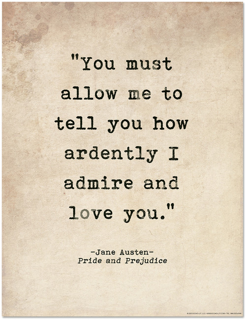 Romantic Quote Poster - Pride and Prejudice by Jane Austen ...