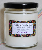 Coconut wax candle, with essential oils, hand-poured by Twilight Candle Shop