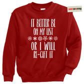 Christmas XMAS List Re-gifting Re-gift Tacky Sweater Sweatshirt