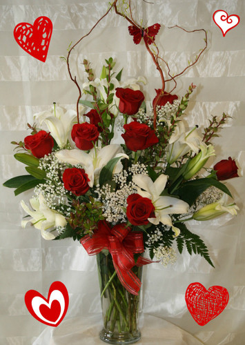Red Roses And White Lilies Valentines Day Flowers Red Roses And White Lilies Valentines Day Flowers