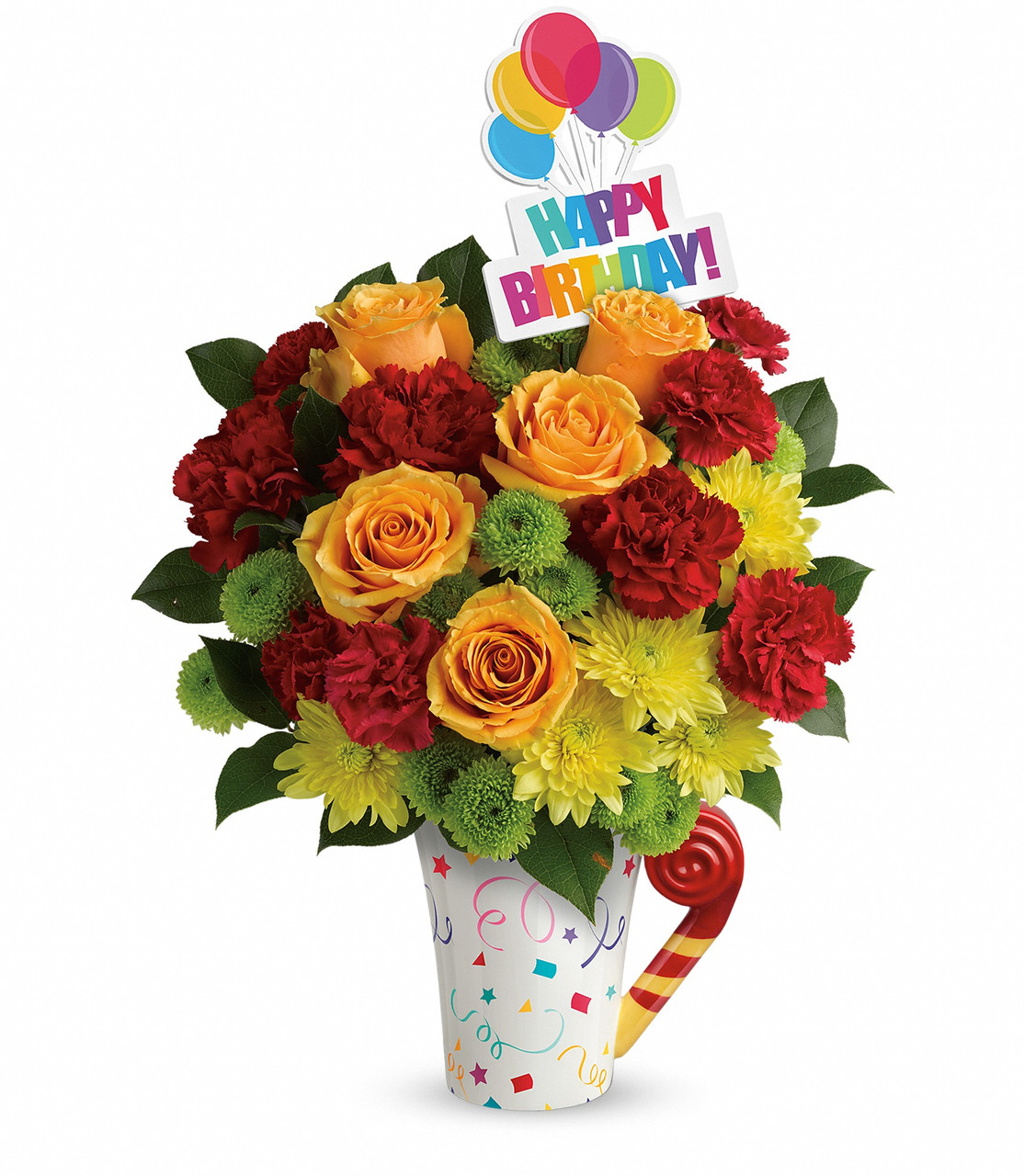Happy Birthday Mug Bouquet | Houston Flower Delivery