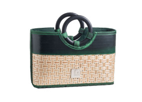 Eco Chic Recycled Beach-Style Handbag with Bamboo Handles