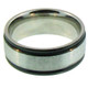 8mm Stainless Steel 
 Black Trim Comfort Fit Band Ring 
Steel band ring can be engraved ! 
 Finish Type: Black Trim 
 Ring Type: Comfort Fit 
 Top Width: 8mm 
Available Sizes: 6 - 16 
