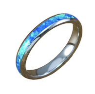 Stainless Steel Blue Opal Band Ring
Sizes 5-11