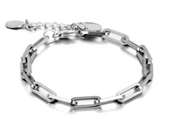 Stainless Steel Chunky Paperclip Bracelet with Extender 