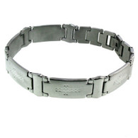  Stainless Steel Cross Bracelet 
 Highly polished stainless steel cross bracelet. 
 Approx. 8.5" long 
 Approx. 11mm wide 
 Approx. Weight: 41.6 grams 