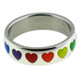 Stainless Steel Rainbow Hearts Ring 
 Highly polished stainless steel rainbow hearts ring. 
 Approx. 6mm diam.
 Available in sizes: 5 - 10
