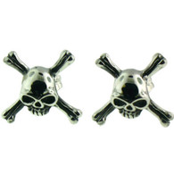 Stainless Steel 
 Skull Crossbones 
 Post Earrings 
