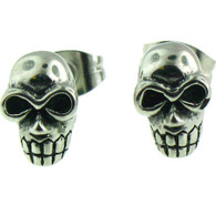 Stainless Steel 
 Skull 
 Post Earrings 
 