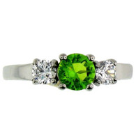 Stainless Steel August Cubic Zirconia Ring 
Available Sizes: 5 - 10 
 Center stone: August Birthstone - Peridot CZ 
