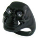 Stainless steel black skull ring with clear CZ eyes! 
Available Sizes: 8 - 16 
