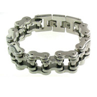 Stainless Steel Double Biker Chain Bracelet 