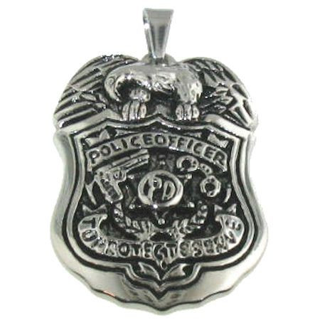  Stainless Steel Police Officer Pendant
Includes Steel Ball Chain 

