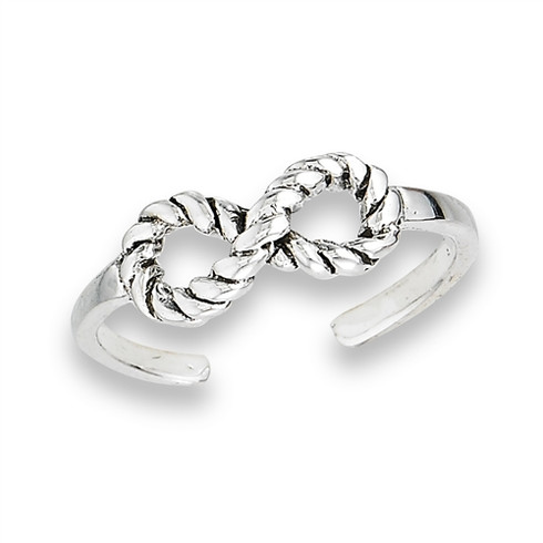 Sterling Silver Infinity Rope Toe Ring adjustable 

Face Height: 13 mm (0.51 inch)
Metal Material: Sterling Silver
