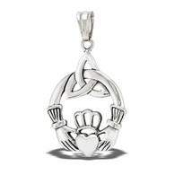 Stainless Steel Claddagh With Triquetra Pendant
Height: 38 mm (1.5 inches)
Metal Material: Stainless Steel