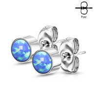 Blue opal stud earrings